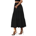 thumbnail image 3 of Women'S Casual Smock Layered Tiered Skirt High Waisted A Line Flowy Long Skirts with Pockets Black L, 3 of 8