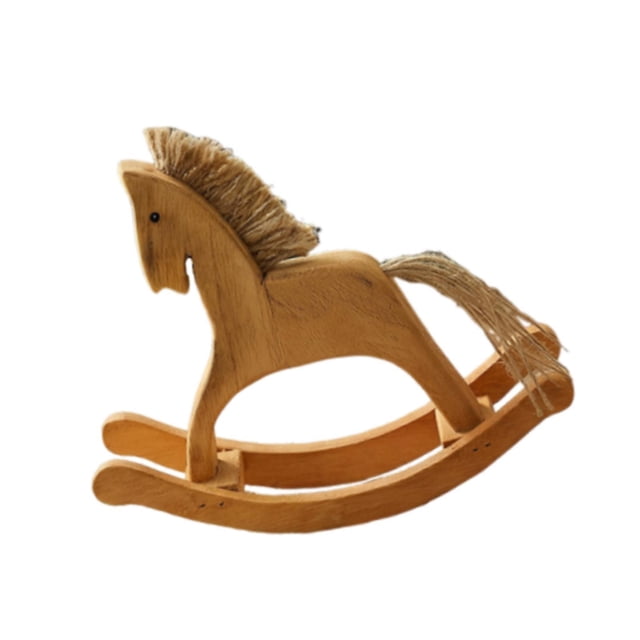 Estatua de caballo mecedor, figura de caballo de madera, escultura de recuerdo, adorno de mesa L
