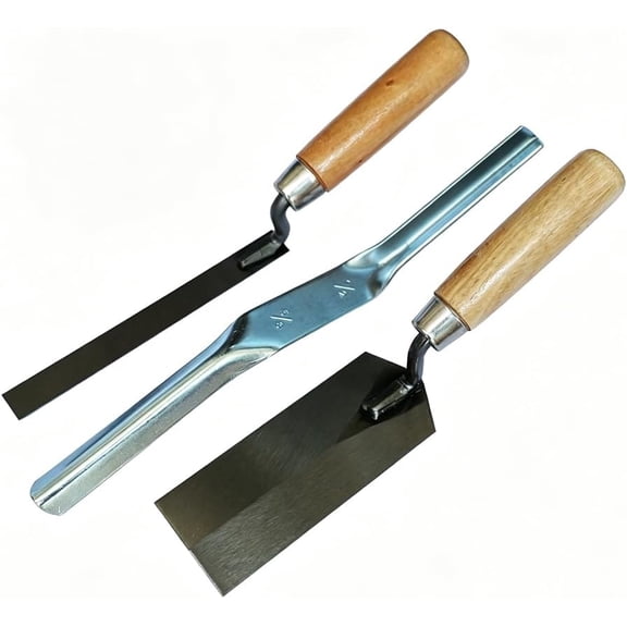 3 Pack Trowels Set, 5" x 2" Margin Trowel; 5/8" x 1/2" Convex Brick Jointer & 6" x 1/2" Tuck Pointing Trowel, Mortar Repair and Masonry Tools for Tuck Pointing