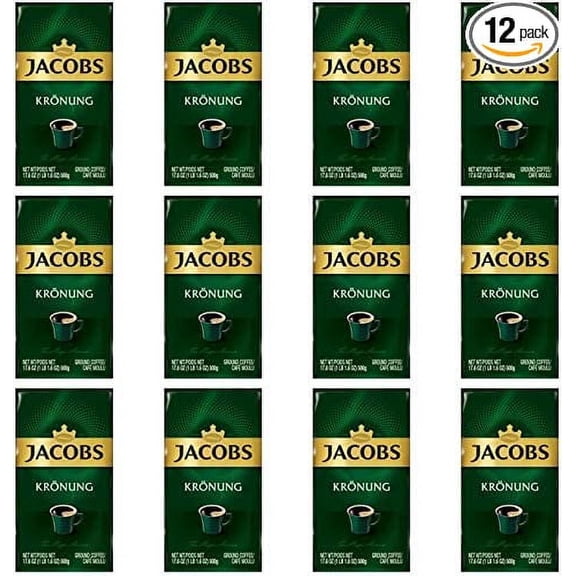 Jacobs Kronung Ground Coffee 500 Gram / 17.6 Ounce (Pack of 12)