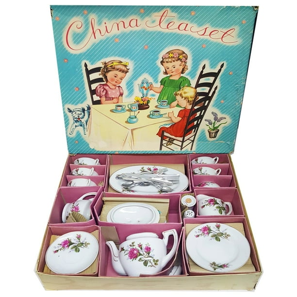 Vintage 1950's Moss Rose Child's Tea Set Porcelain Japan Complete Set