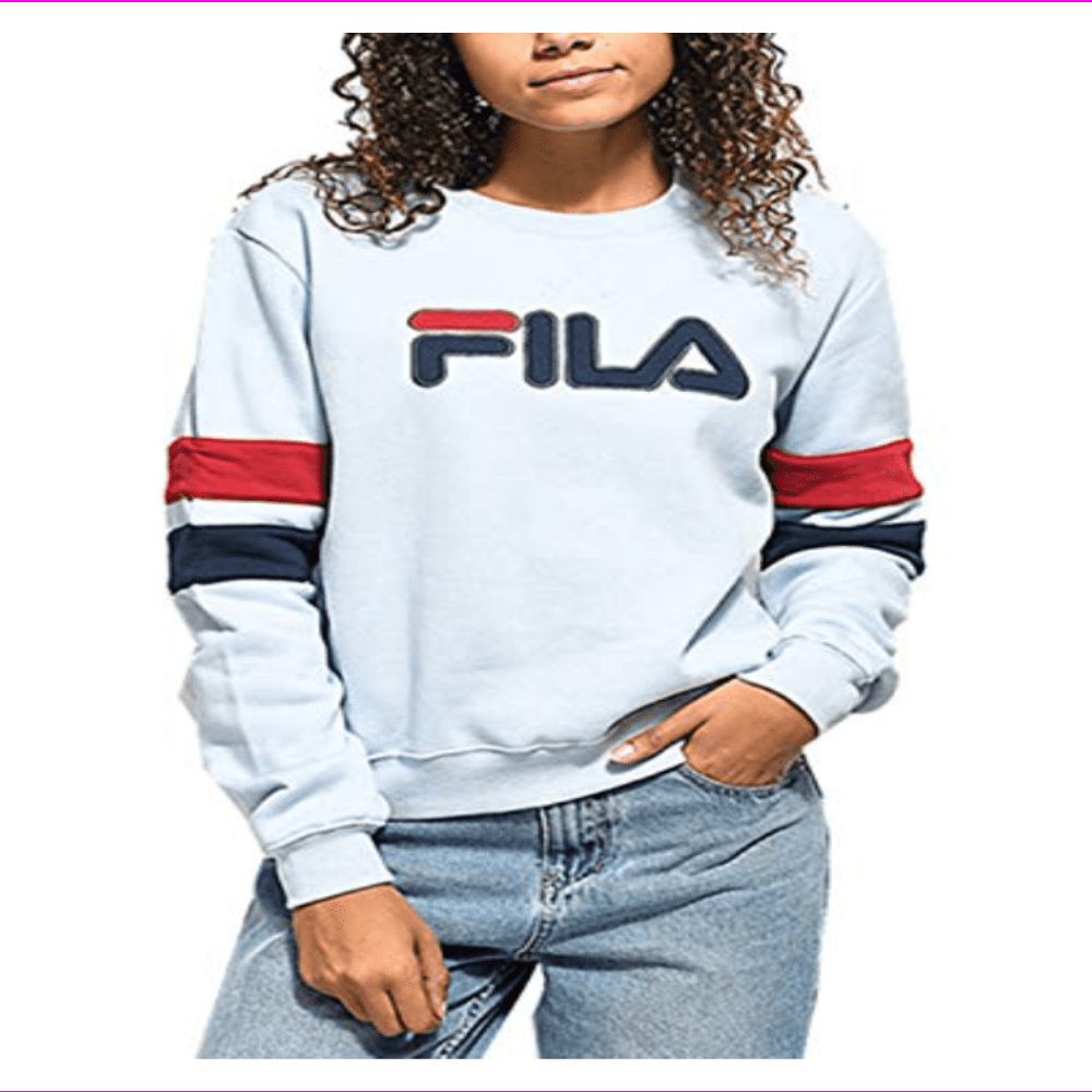 Fila Women's Michele Crewneck Long sleeve Fila logo Ribbed Sweatshirt M ...