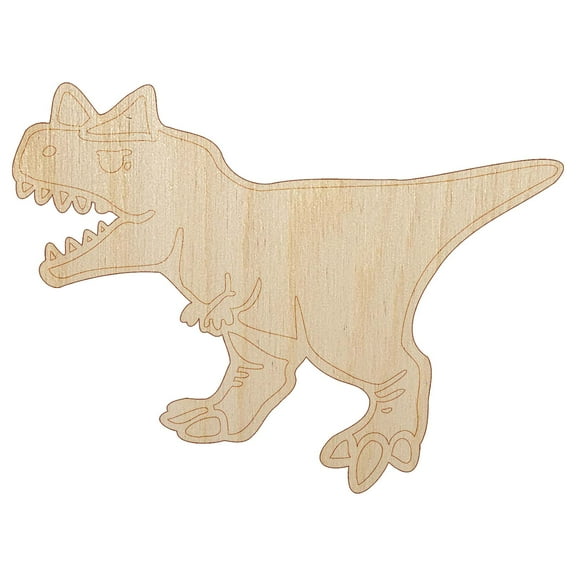 Aggressive Carnotaurus Horned Cretaceous Dinosaur Wood Shape Unfinished Piece Cutout Craft DIY Projects - 4.70 Inch Size - 1/8 Inch Thick