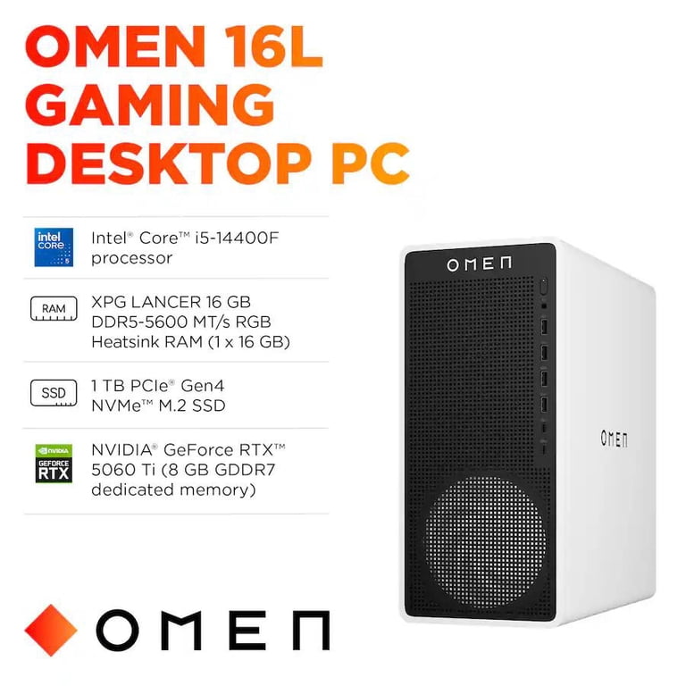 HP OMEN - 16L Gaming Desktop - Intel Core i5-14400F 2024 - 16GB