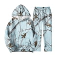 thumbnail image 5 of Nokdvo Mens Camo Set Maple Leaf Print Camouflage Print Hoodie Sweat Sets with Pocket Long Sleeve Sets Outfits Casual Loose Oversized Lounge Fall Tracksuits,White L, 5 of 5