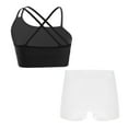 thumbnail image 3 of YONGHS Kids Girls 2pcs  Gym Workout Yoga Outfit Cross Back Dance Crop Top and Athletic Shorts Set Black&White 12, 3 of 6