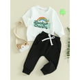thumbnail image 3 of Bslissey Toddler Baby Boys Ireland Festival Outfits Long Sleeve Shamrock Letter Print Sweatshirt + Elastic Waist Pants 6M 12M 18M 24M 3T Infant Casual Long Pants Set, 3 of 10