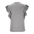 thumbnail image 5 of cfhntfmh Dressy Casual Shirts for Women Trendy Ruffle 1/4 Sleeve Length Summer Tops Soft V Neck Solid Color Tunic T-Shirts, 5 of 6