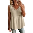 thumbnail image 4 of BUIGTTKLOP Tank Tops for Women 2026 Crochet V Neck Cotton Linen Shirts Babydoll Sleeveless Blouses Summer Clothes, 4 of 5
