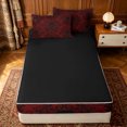 thumbnail image 4 of Erosebridal Red Gothic Skull Zipper Full Size Comforter Sets with Fitted Sheet and 2 Pillowcases for Women Girls, Baroque Damask Floral Print Zipper Bedding Set, Black Reversible, 4-Piece, 4 of 7