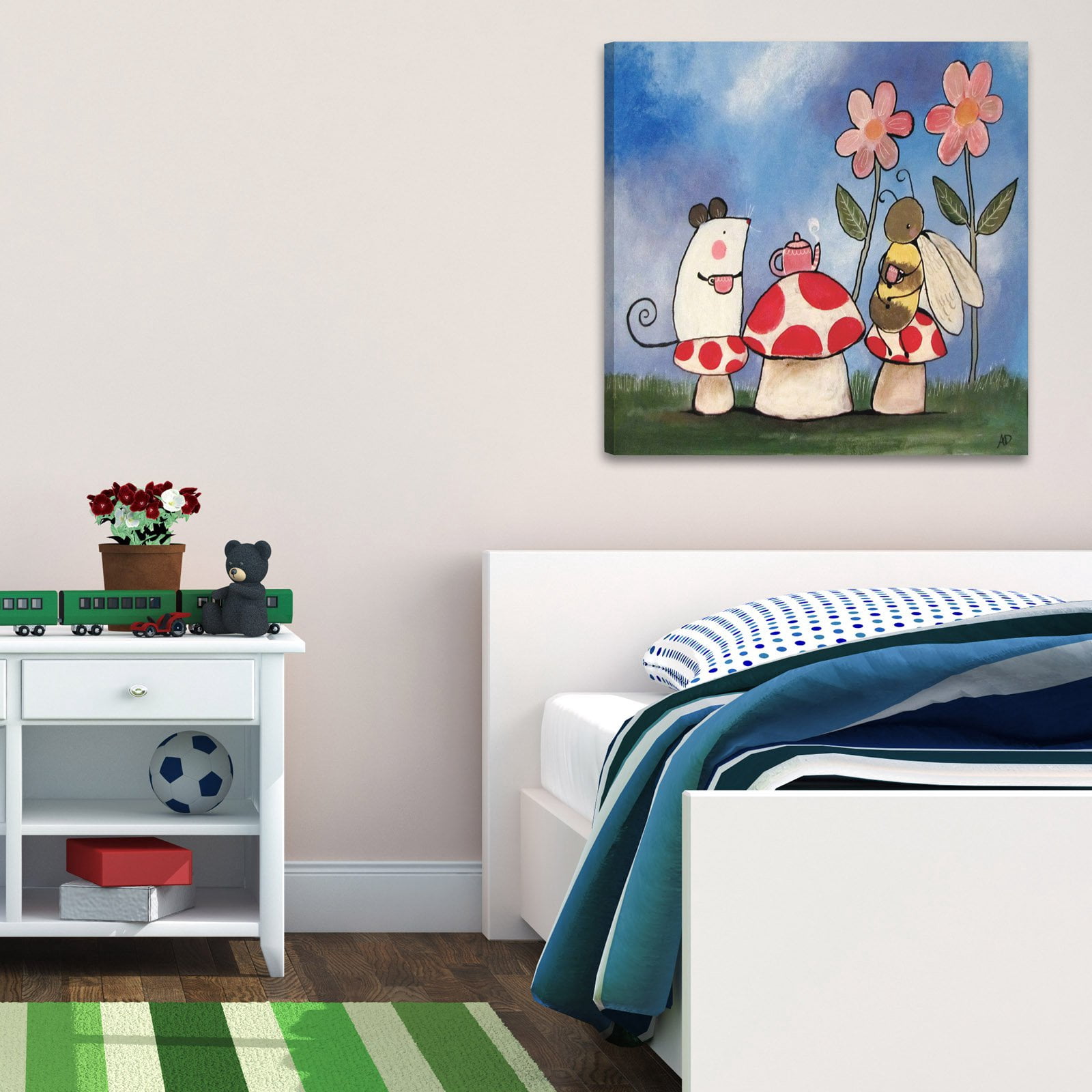 Marmont Hill "Mushroom Tea Party" by Andrea Doss Painting Print on Wrapped Canvas