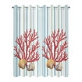 thumbnail image 2 of nqOlkjepod Outdoor Curtains for Patio Waterproof, Red Coral Outdoor Privacy Panels Grommet, Coastal Shell Summer Beach Stripe Nautical Blackout Outside Curtains for Porch/Cabana 54"x95", 2 Panels, 2 of 8