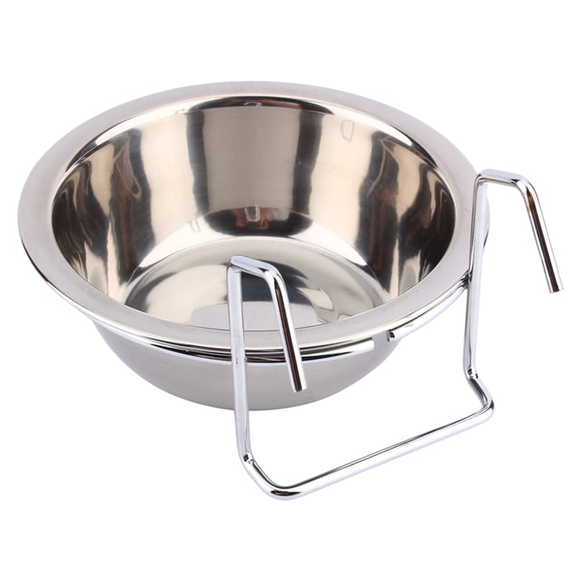 Cuenco Colgante de Acero inoxidable para jaula de mascotas, Colgador de comedor de gran tamaña para perro, gato, pájaro, cuenco de agua y comida