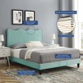 thumbnail image 2 of Platform Bed Frame, Full Size, Blue, Velvet, Modern Contemporary, Bedroom Master Guest Suite Room, 2 of 10