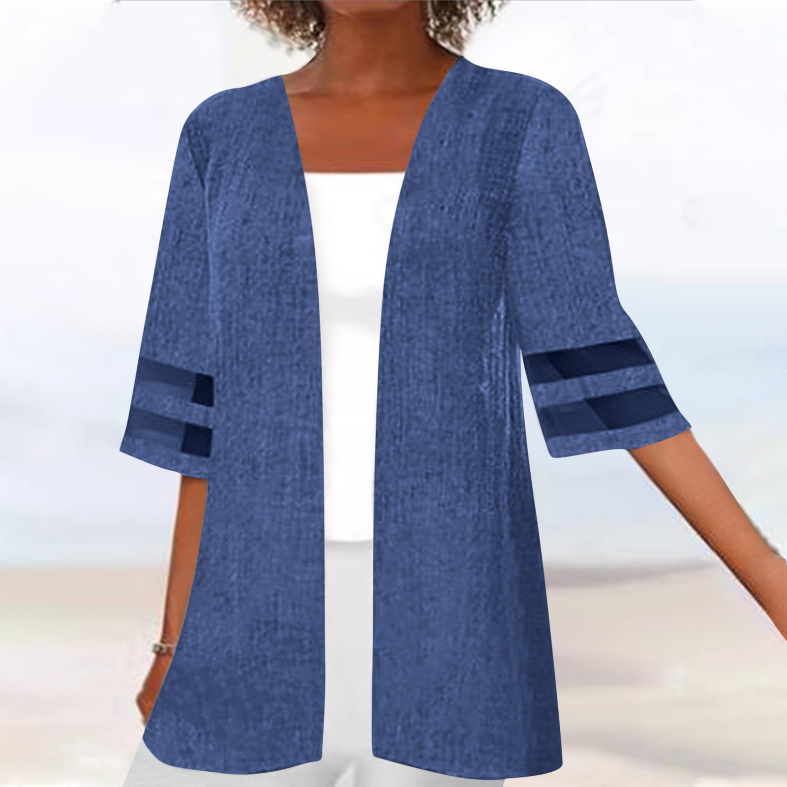 Joau Women's Lightweight Linen Cardigan Sweater Loose Casual Open Front