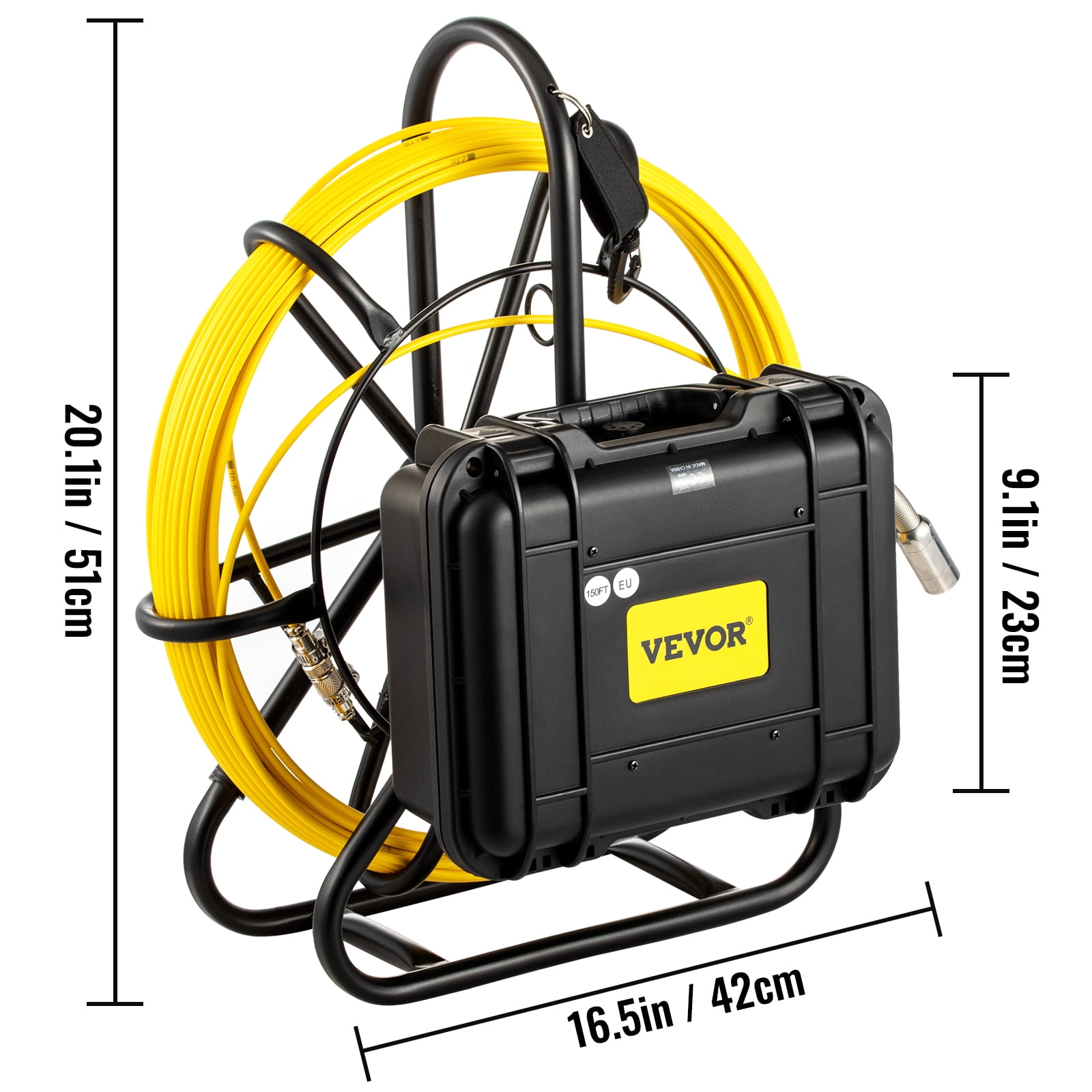 VEVOR Sewer Camera, 150 ft Pipeline Inspection Camera with 9-inch Screen, Waterproof IP68 Borescope Camera with 12 Adjustable LEDs, 16 GB SD Card, Industrial Endoscope for Sewer, Home