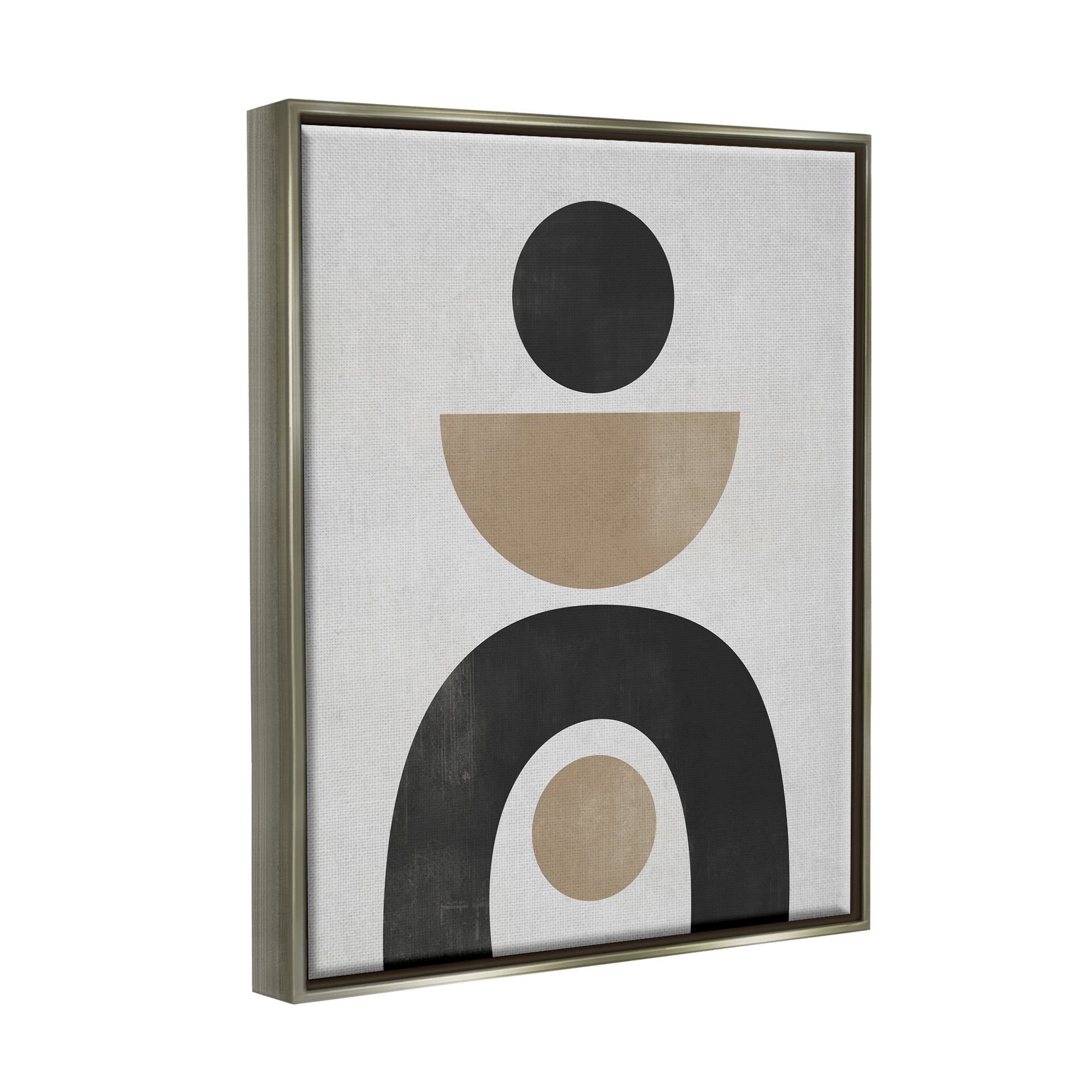 Stupell Industries Black & Beige Arch Shapes Abstract Painting Gray Floater Framed Canvas Art Print Wall Art, 17 x 21
