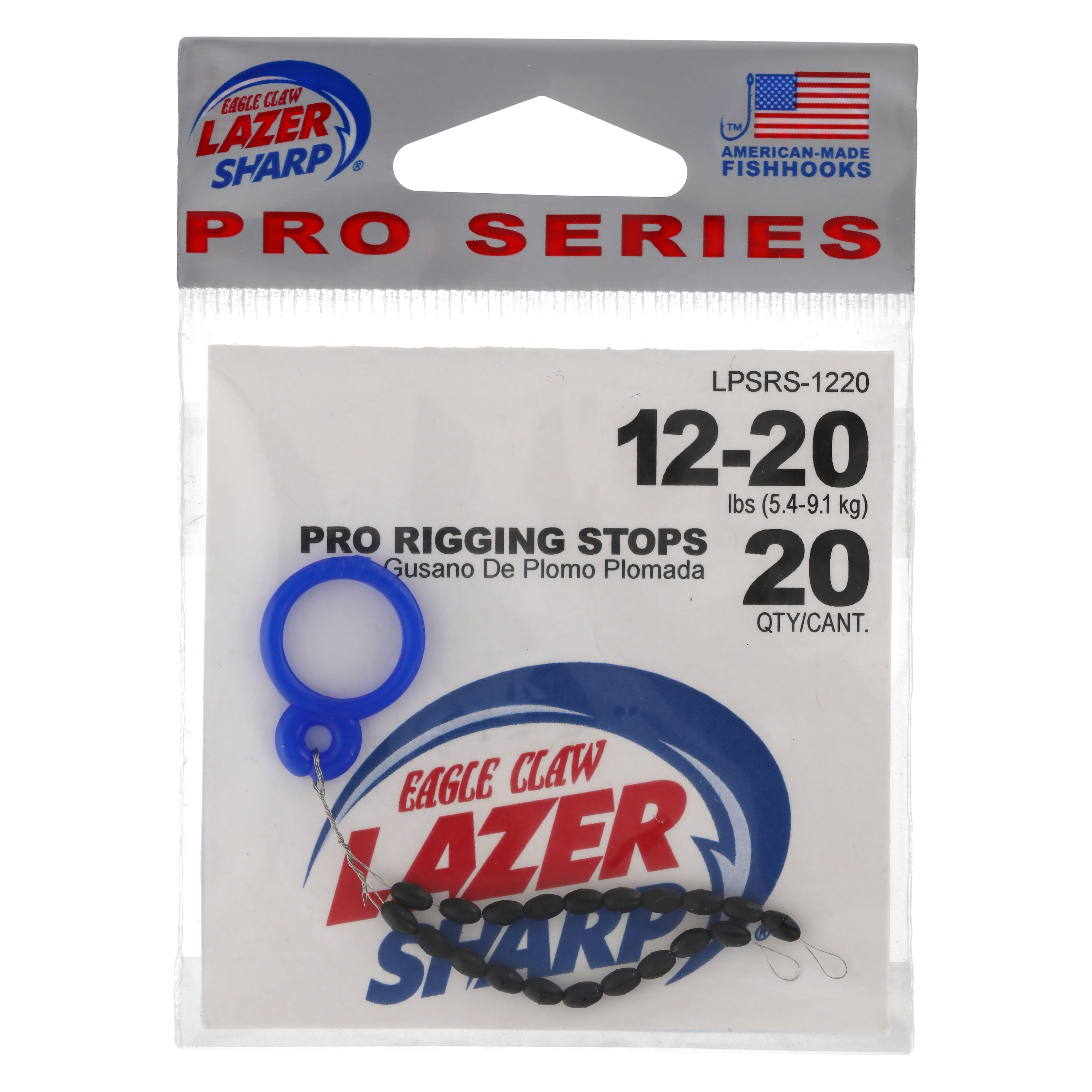 (4 pack) Lazer Sharp Pro Series Rigging Stops - Rubber - 12-20 lb - 20 Pack - Black