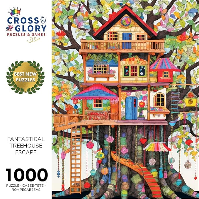 アクリル絵画　“Tree House” Fantastical Treehouse Escape by Cross & Glory, 1000 Pieces