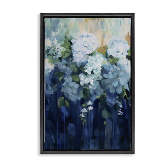 Stupell Industries Contemporary Lush Blue Hydrangea Abstract Black Floating Frame Canvas Art, 17 x 25, by Gina Kelly