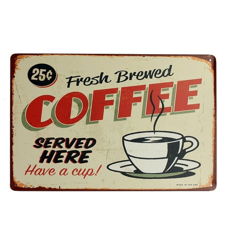 ''Fresh Brewed Coffee'' Metal Home Shop Pub Wall Garage Shabby Vintage Sign Tin Plaque