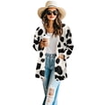 thumbnail image 2 of SCRAWLGOD Cow Print Women's Open Front Cardigan Lightweight Jacket with Pockets Long Sleeve Sweater Cardigan Women Trendy Breathable Work Cardigan for Women Office Size M, 2 of 7