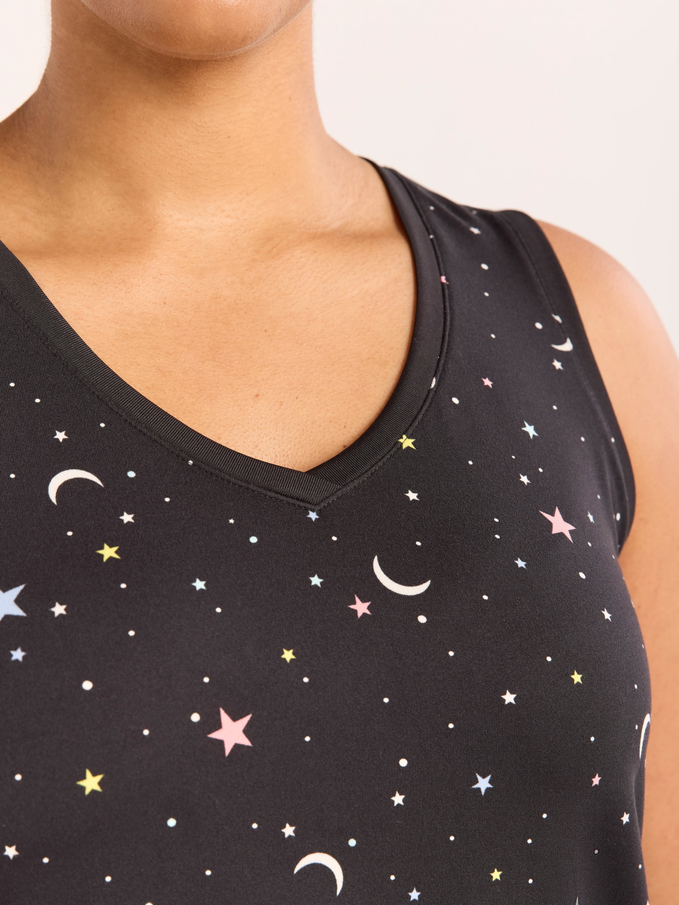 Joyspun Women's Printed Tank Top and Shorts Pajama Set, 2-Piece, Sizes XS-3X