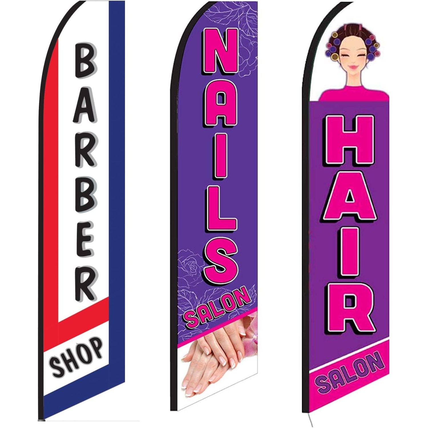 3 Swooper Flags Hair & Nail Salon Barber Shop OPEN