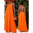 thumbnail image 7 of Orange Solid Color Halter Backless Maxi Dress For Beach Casual Vacation Style, 7 of 7