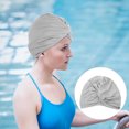 thumbnail image 2 of Gorro de baño plisado decorativo Gorro de natación de protección para el cabello Gorro de piscina de verano, 2 of 5