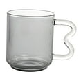 thumbnail image 2 of Hermosa taza de vidrio 450ml Cappuccino Latte Mug Taza de agua Taza de borosilicato para Fiesta de agua fría caliente Cocina de Gris Macarena taza de café, 2 of 8
