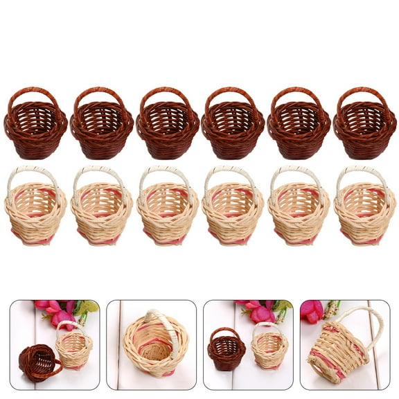 Tineasur 12Pcs Tiny Woven Baskets Assorted Color for Decorative Use in Kitchen Living Room Study