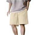 thumbnail image 2 of Vibrex Men's Shorts, Summer Men's Casual And Fashionable Solid Color Drawstring Elastic Waist Shorts,Men's Shorts with Zipper Pockets Beige_3XL, 2 of 9