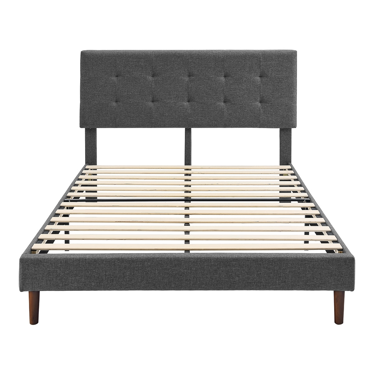 Gewnee King Size Bed Frame with Upholstered Adjustable Headboard,Linen Platform Bed with Wood Slats Support,No Box Spring Needed.Gray
