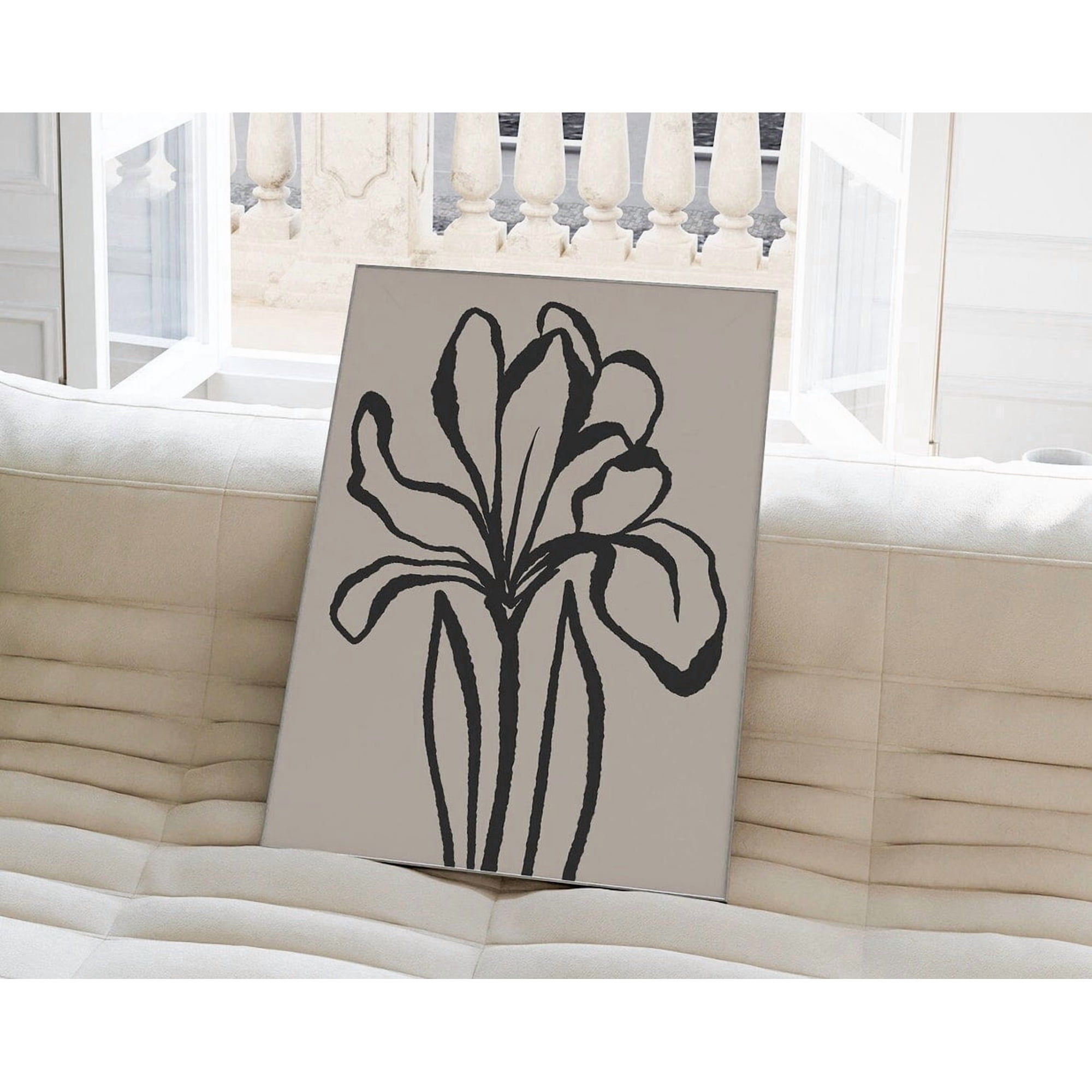 Modern Iris Poster Minimal Floral Neutral Aesthetic Abstract Flowers Living Room And Gallery Wall Decor
