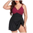 thumbnail image 1 of Yammkia Maillot de Bain pour Femme Maillot une Pièce pour Femme Modeste Contrôle du Ventre Maillot de Bain Robe de Bain à devant Torsadé Maillot de Bain 2026 (Wine,L), 1 of 3