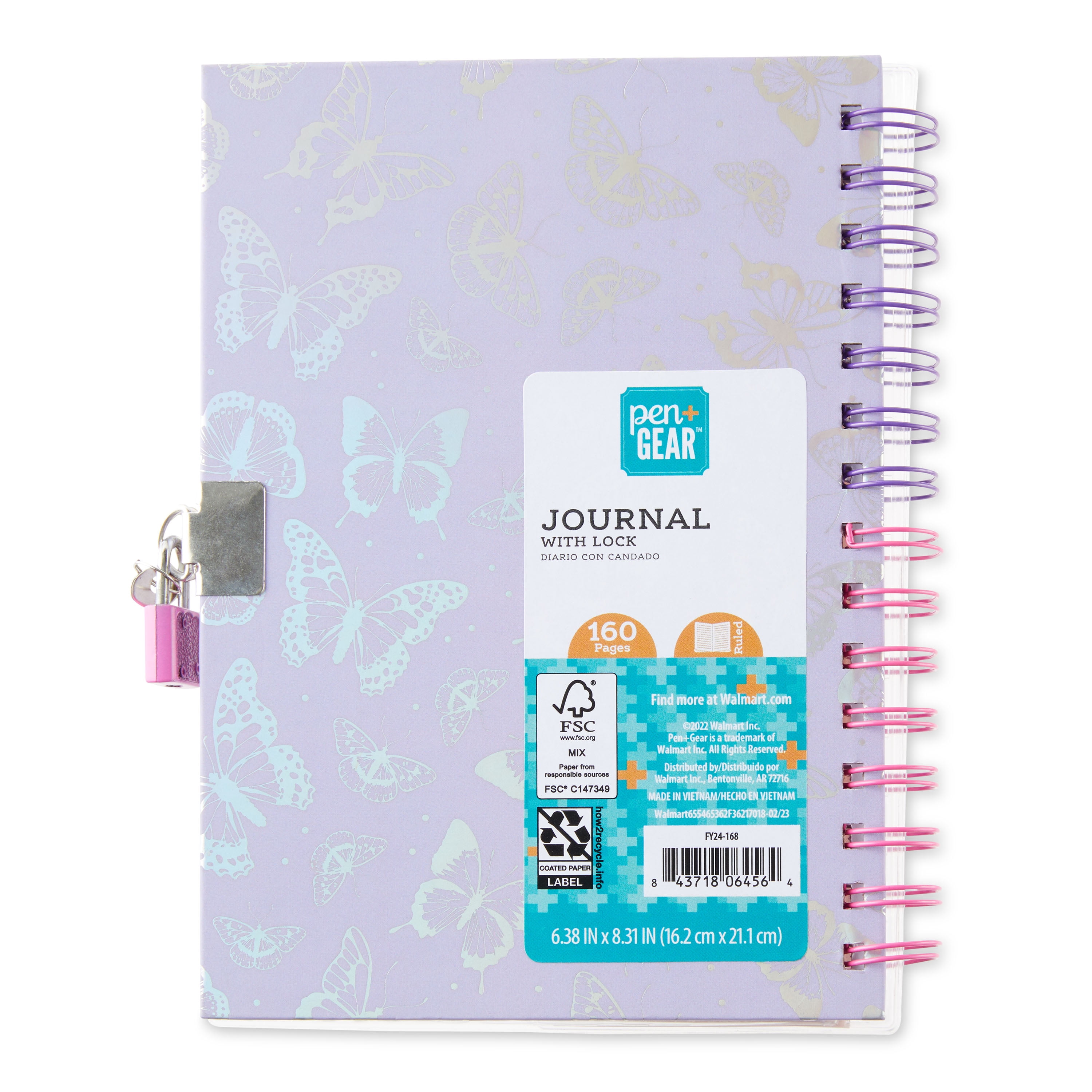 Pen+Gear Diary Journal, Bracelet and Diary Lock with Key