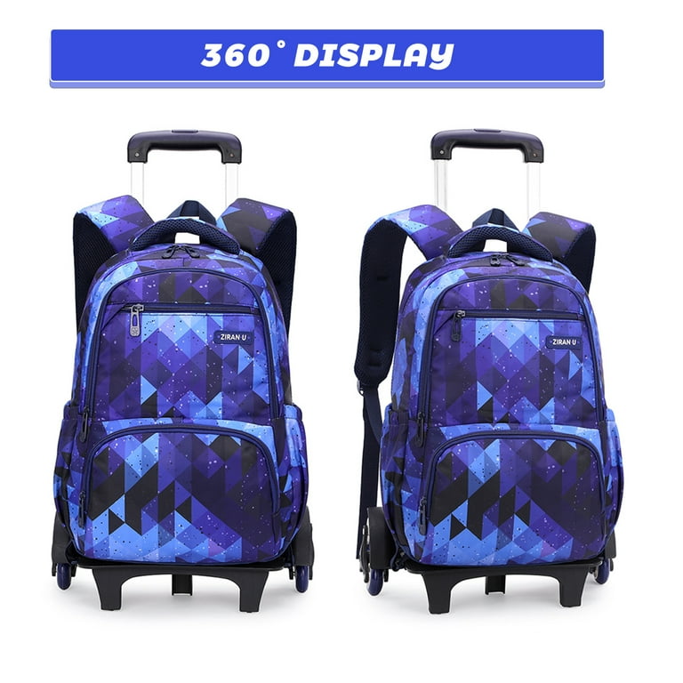 lvyH Boys Girls Rolling Backpack Large-capacity Wheeled Backpack Waterproof  Trolley School Bag,Blue (6 Wheels) - Walmart.com
