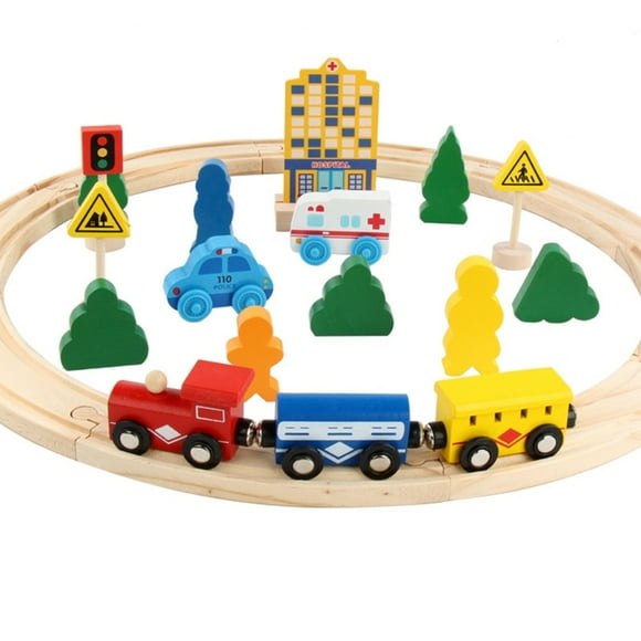 Juguete de la vía del ferrocarril de madera Accesorios universales Juguetes educativos del vagón del tren del tren - Corriente 26pc pista