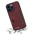 thumbnail image 4 of Case For Apple iPhone 14 Pro Max,Decase Ultra Slim Retro Style Minimalist PU Leather Phone Cover Durable Drop Protection Anti-Scratch Shockproof Case - winered, 4 of 6