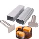 thumbnail image 1 of LoBake Juego de 2 moldes rectangulares de aluminio para galletas con sello de prensa de acero inoxidable para fondant, frutas, verduras, mini moldes para tartas, cozinha Ferramentas, utens LoBake NA, 1 of 8