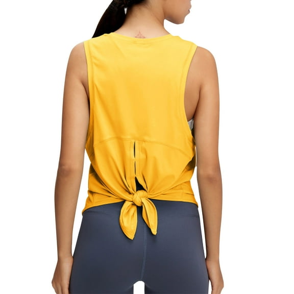 Chbgutlmr Yoga Tops for Women Round Neck Sleeveless Split Back Loose Athletic Gym Workout Running Tops