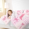 thumbnail image 4 of Erosebridal Dreamy Princess Bowtie 7pcs Bedding Comforter Set,Pink Letter R Monogrammed Queen Bedding Sets For Girls Kids,Pink Reversible, 4 of 7