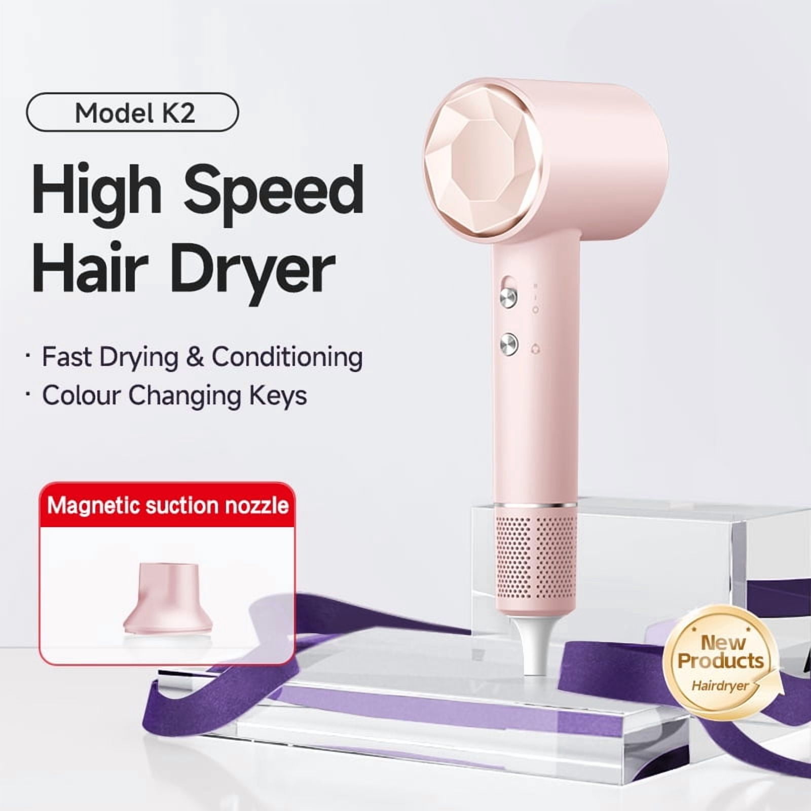 CNV  Hair Dryer for Women – Powerful Fast Drying, Lightweight, High-speed motors110000 RPM for Frizz-Free Shine, Low Noise, Intelligent Temperature Control, 4 Temp Settings, Compact & Ergonomic Desig