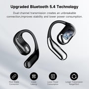 Open Ear Bluetooth 5.4 Earbuds, Wireless Headphones Sport Over Earphones Built-in Mic with Ear Hooks 50H Playtime Ear Buds LED Display Charging Case, Waterproof Design for Running Fitness, Black