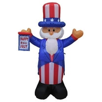 4 Foot Tall Patriotic Independence Day 4th of July Inflatable Uncle Sam Lighted Blowup Party Decoration for Outdoor Indoor Home Celebration Garden Yard Photo Prop