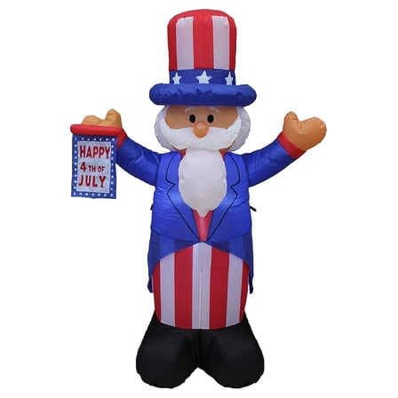 4 Foot Tall Patriotic Independence Day 4th of July Inflatable Uncle Sam Lighted Blowup Party Decoration for Outdoor Indoor Home Celebration Garden Yard Photo Prop