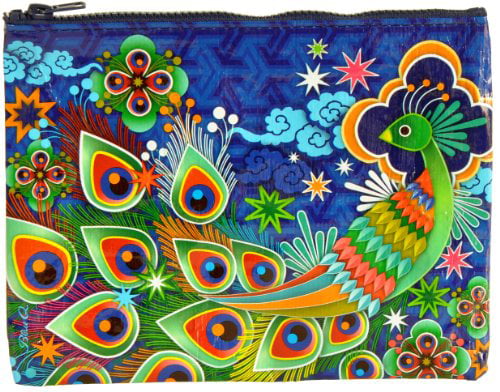Blue Q "Peacock" large zipper pouch case bag eco recycled Catalina Estrada 