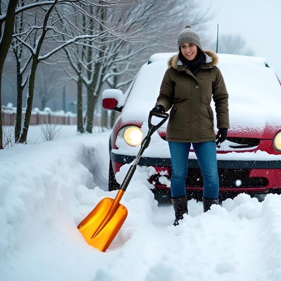 Collapsible Folding Aluminum Compact Snow Shovel 39" - Snow Removal in Winter, Emergency Kit for Vehicle, Car, Van, SUV, Truck, Snowmobile, Gardening (Orange)