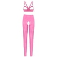 thumbnail image 4 of Conjunto de lencería Sexy de charol con aspecto mojado para mujer, sujetador con copa abierta recortada, Top corto con mallas de cintura alta sin entrepierna, pantalones ajustados, 4 of 5